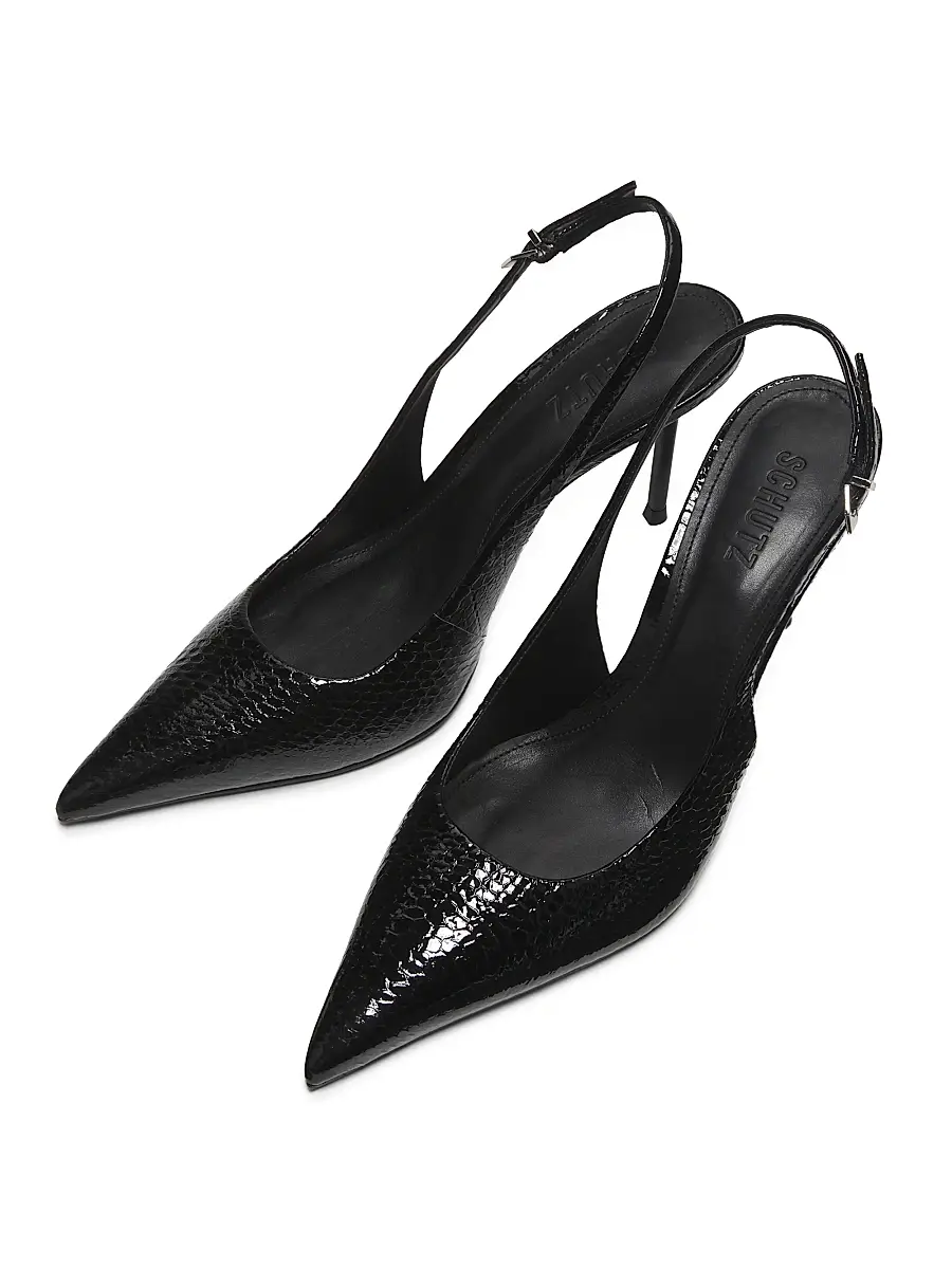 Schutz Women's Paola 90MM Snake-Embossed Leather Slingback Pumps | Thumbnail 4
