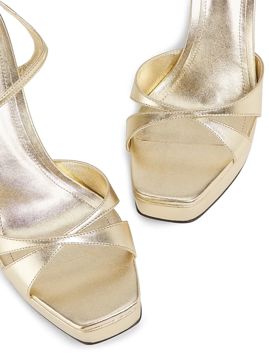 Schutz Women's Maxine 120MM Metallic Leather Platform Sandals | Thumbnail 4