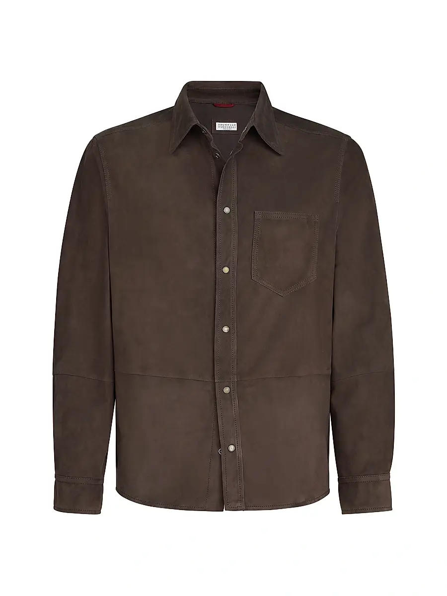 Brunello Cucinelli Men's Suede Overshirt - Espresso | Image 1 Brunello Cucinelli Men's Suede Overshirt - Espresso | Image 1