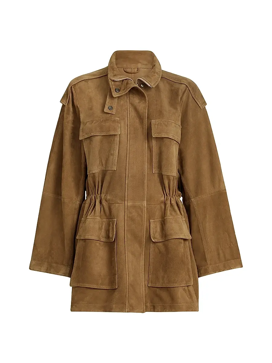 Brunello Cucinelli Women's Suede Safari Jacket with Monili - Brown | Image 1 Brunello Cucinelli Women's Suede Safari Jacket with Monili - Brown | Image 1