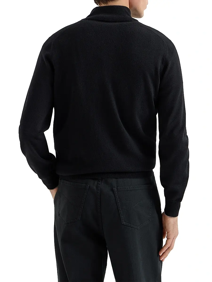Brunello Cucinelli Men's Cashmere Sweater with Half Zip | Thumbnail 3 Brunello Cucinelli Men's Cashmere Sweater with Half Zip | Thumbnail 3