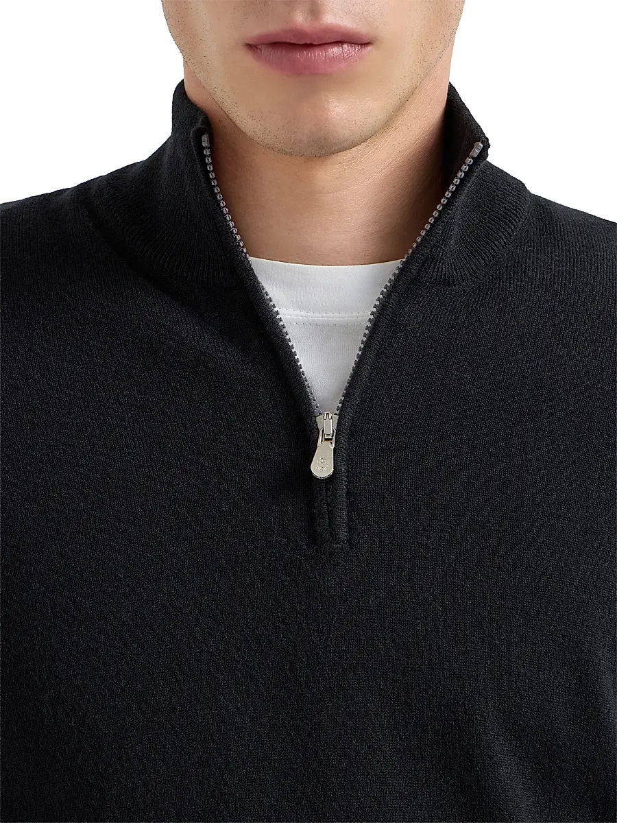 Brunello Cucinelli Men's Cashmere Sweater with Half Zip | Thumbnail 4 Brunello Cucinelli Men's Cashmere Sweater with Half Zip | Thumbnail 4