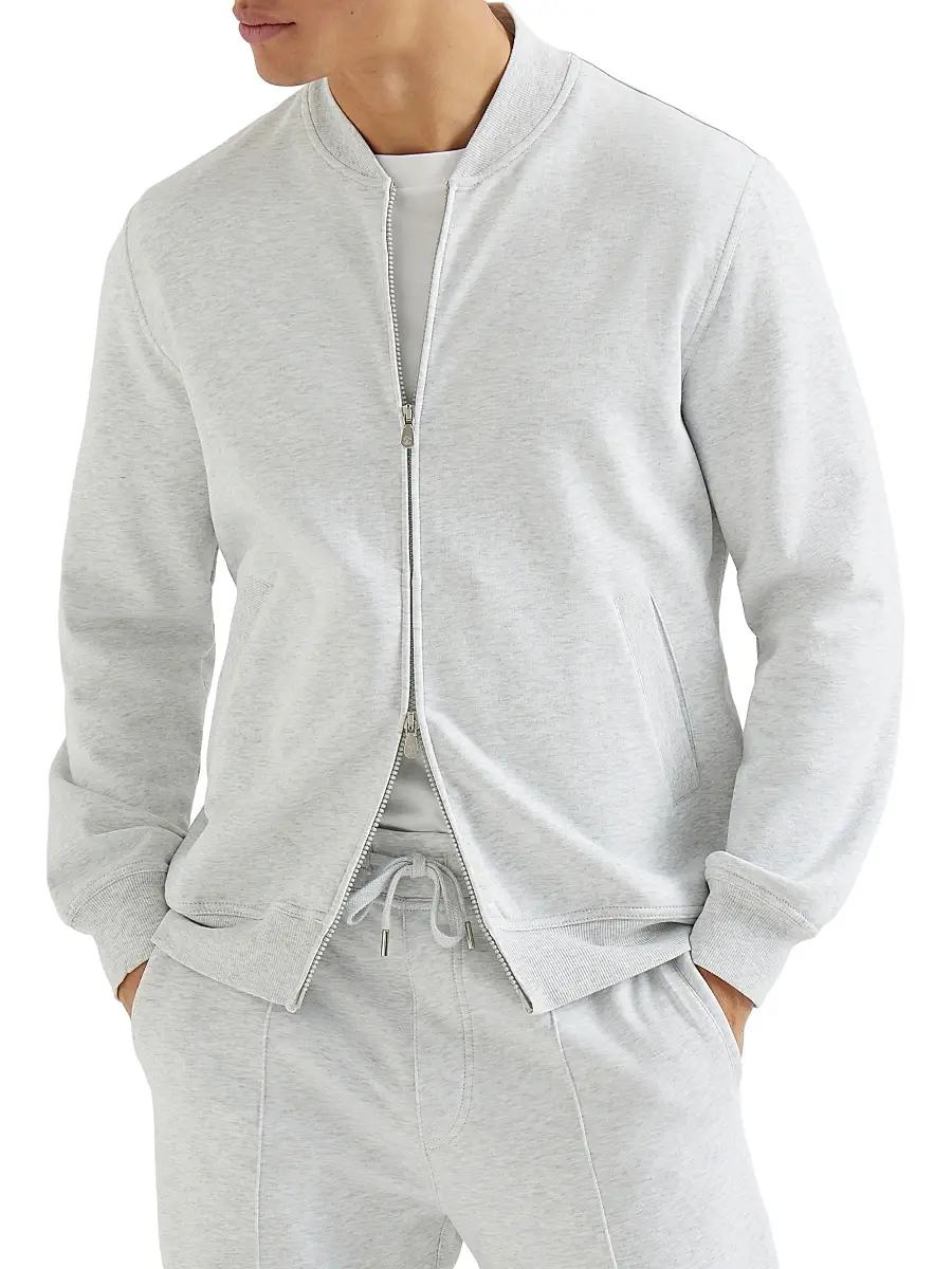 Brunello Cucinelli Men's Techno Cotton French Terry Sweatshirt with Zipper | Thumbnail 2