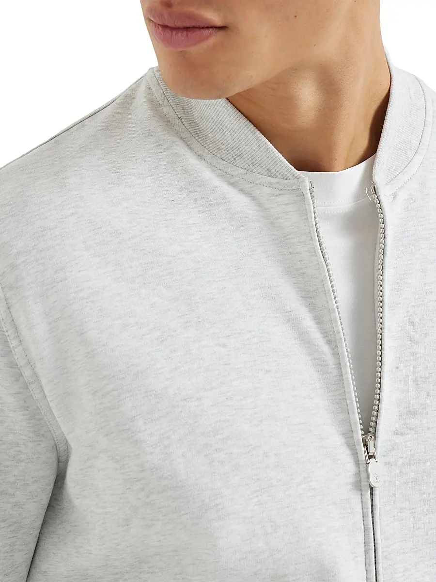 Brunello Cucinelli Men's Techno Cotton French Terry Sweatshirt with Zipper | Thumbnail 4