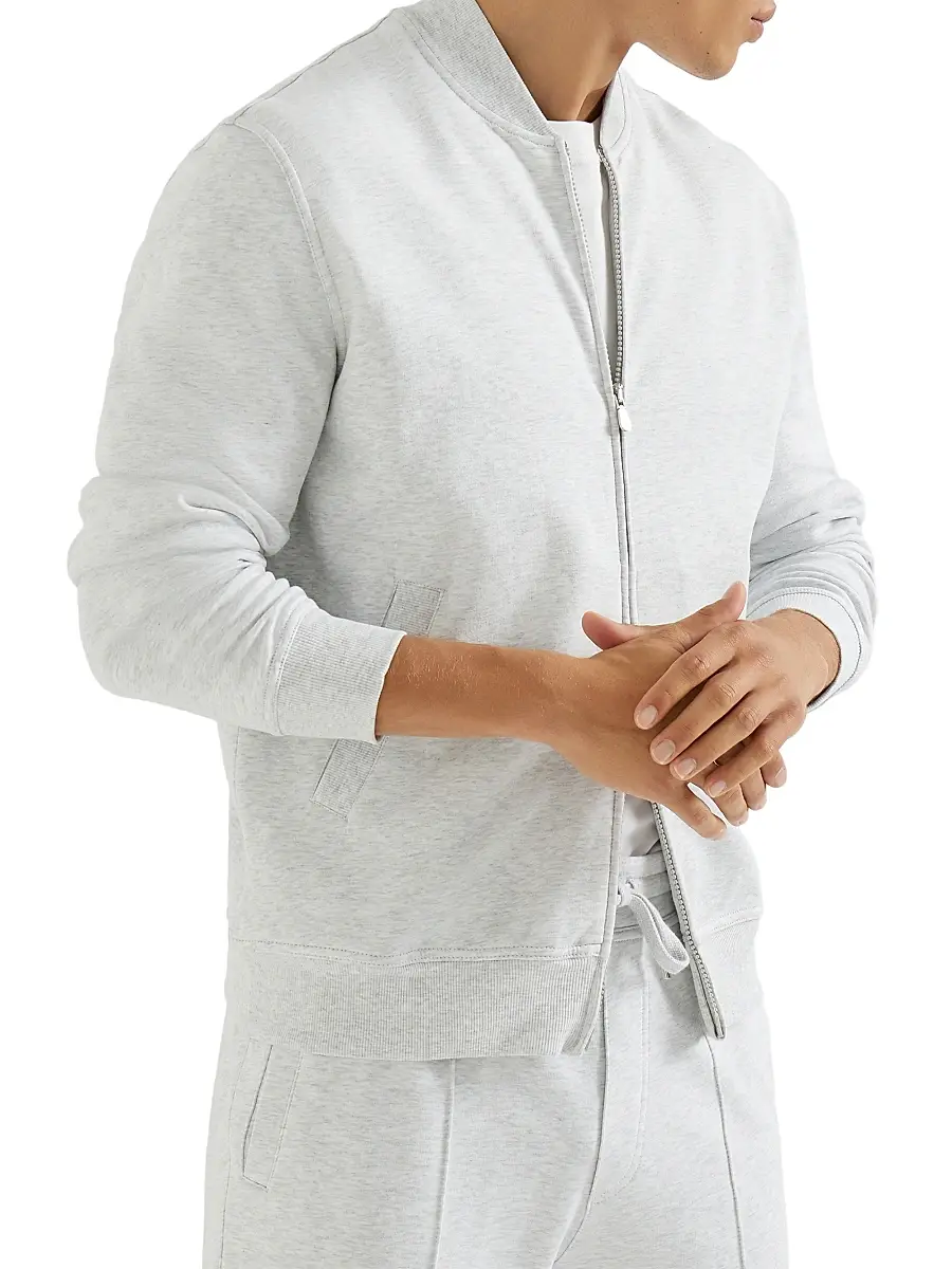 Brunello Cucinelli Men's Techno Cotton French Terry Sweatshirt with Zipper | Thumbnail 5