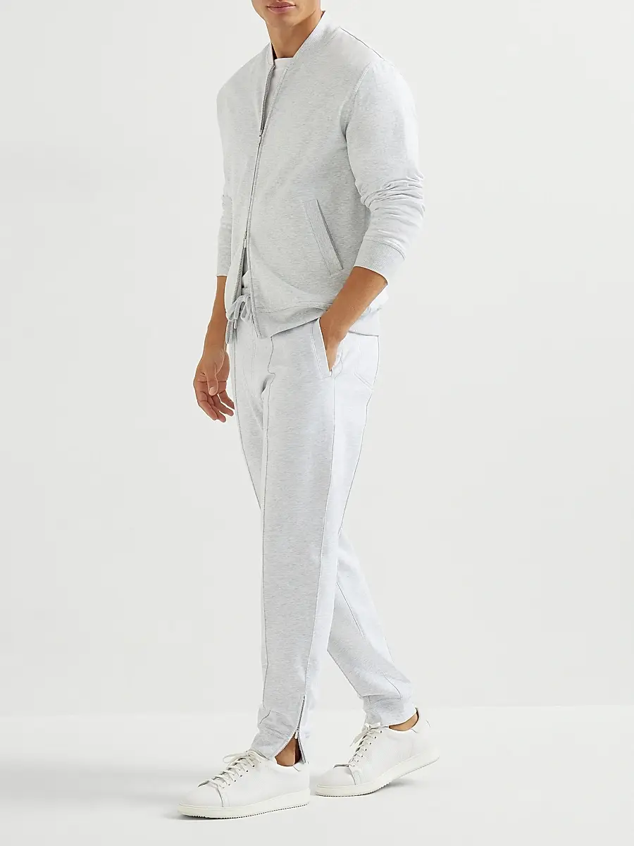 Brunello Cucinelli Men's Techno Cotton French Terry Sweatshirt with Zipper | Thumbnail 6