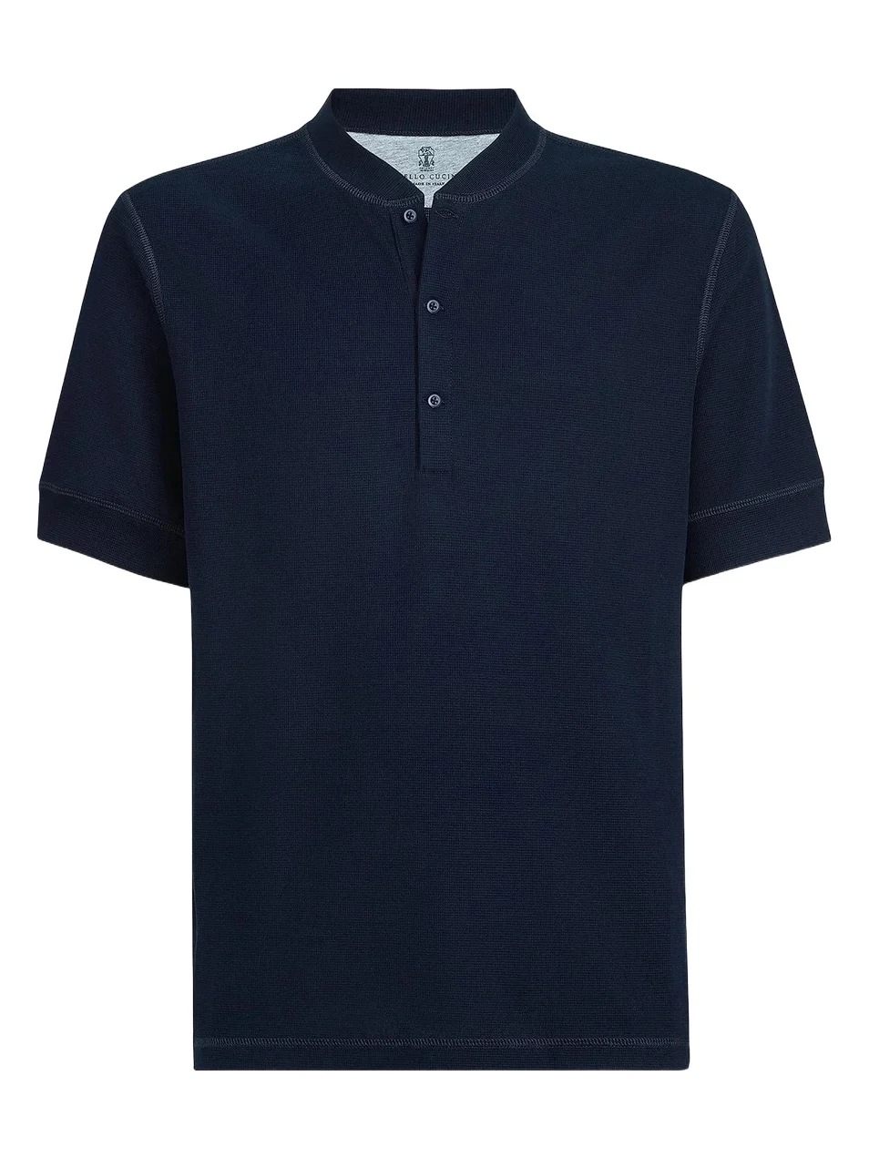 Men's Cotton Waffle Jersey T-Shirt with Henley Collar - Cobalt Men's Cotton Waffle Jersey T-Shirt with Henley Collar - Cobalt
