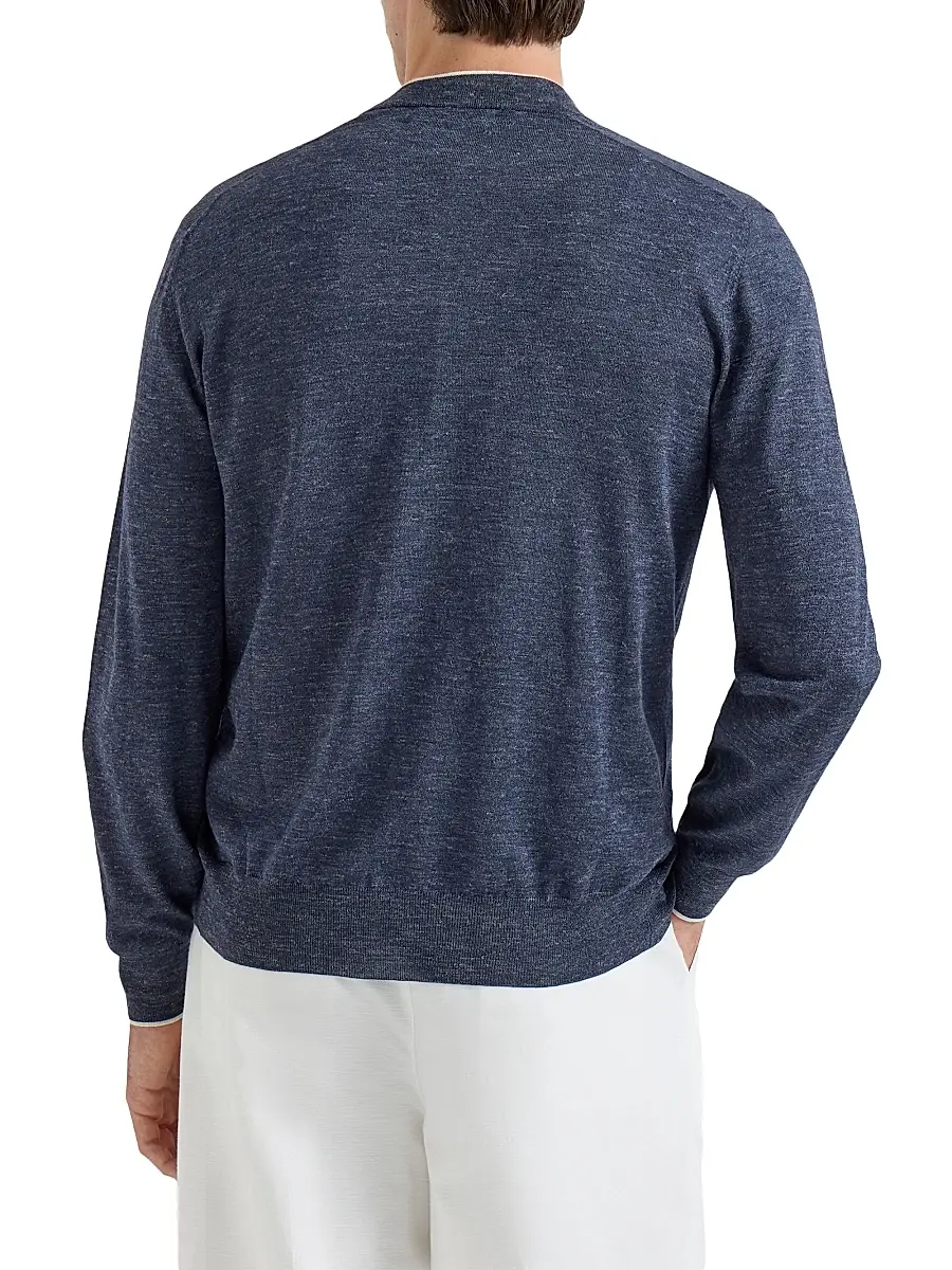 Brunello Cucinelli Men's Cashmere, Silk and Hemp Lightweight Cardigan | Thumbnail 3