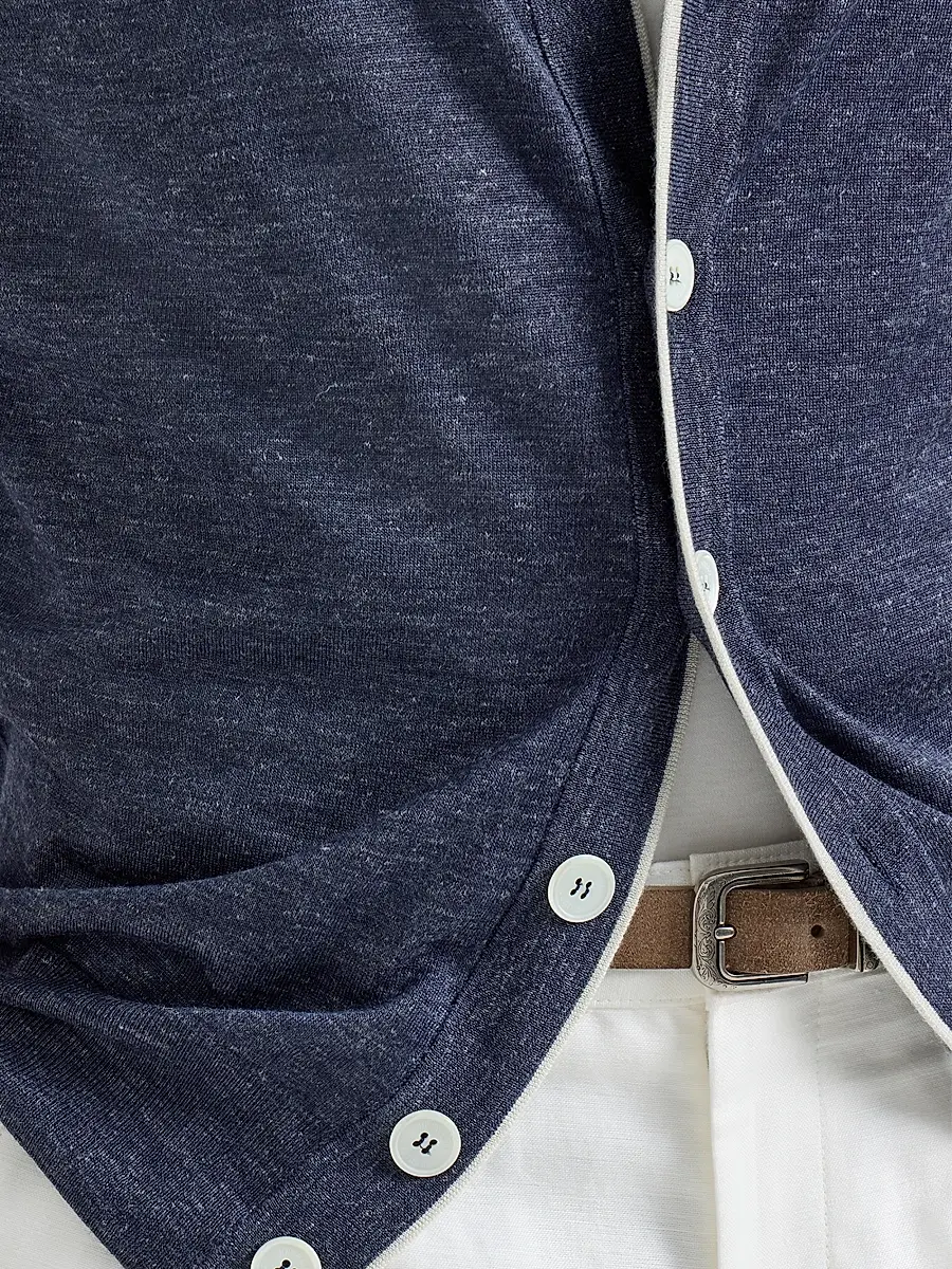 Brunello Cucinelli Men's Cashmere, Silk and Hemp Lightweight Cardigan | Thumbnail 4