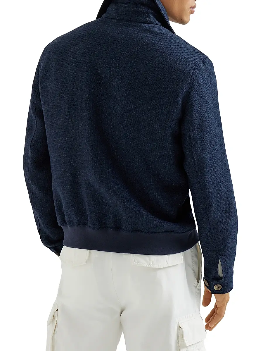 Brunello Cucinelli Men's Silk, Linen and Wool Hopsack Outerwear Jacket | Thumbnail 3 Brunello Cucinelli Men's Silk, Linen and Wool Hopsack Outerwear Jacket | Thumbnail 3