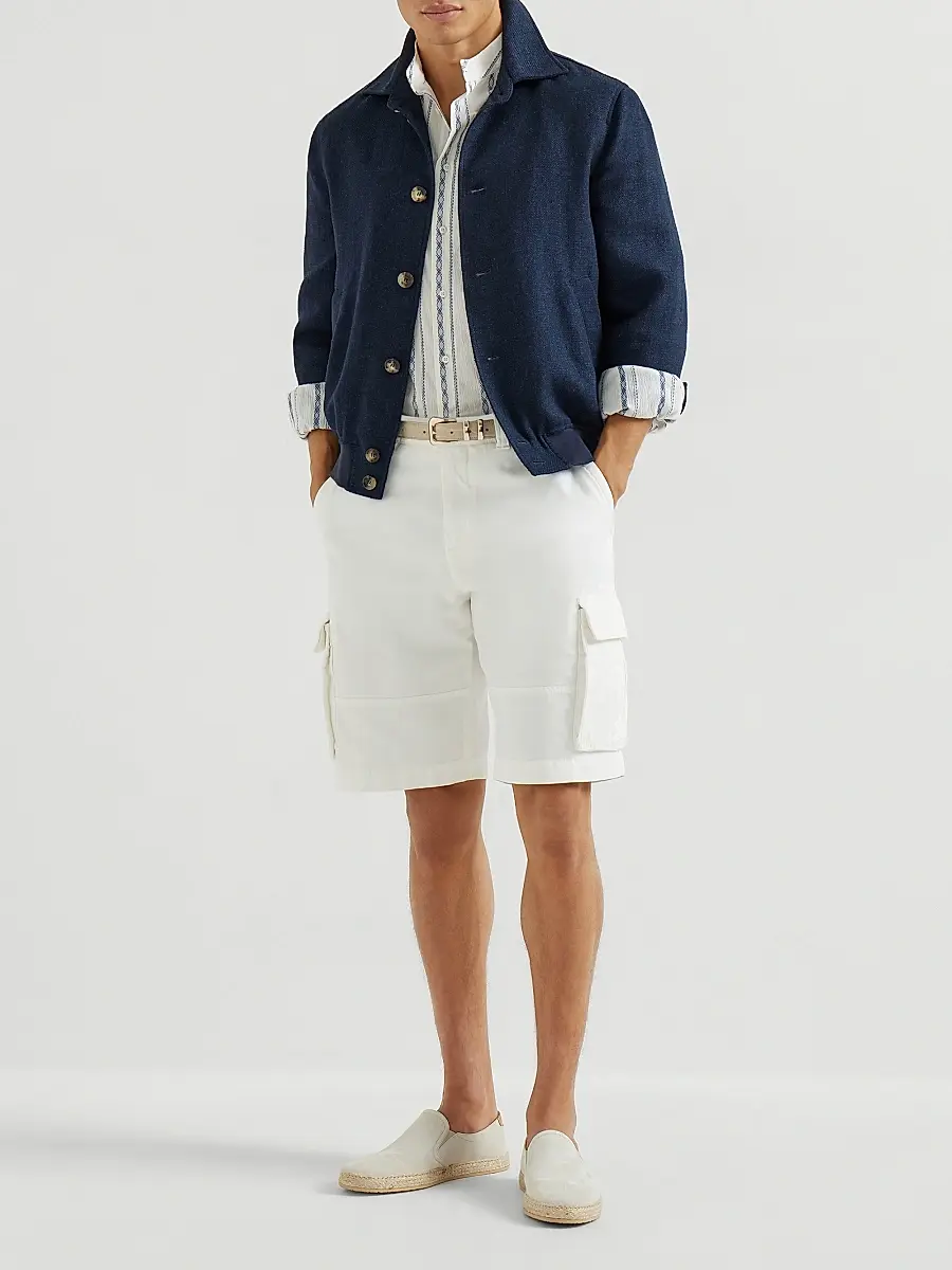Brunello Cucinelli Men's Silk, Linen and Wool Hopsack Outerwear Jacket | Thumbnail 6 Brunello Cucinelli Men's Silk, Linen and Wool Hopsack Outerwear Jacket | Thumbnail 6