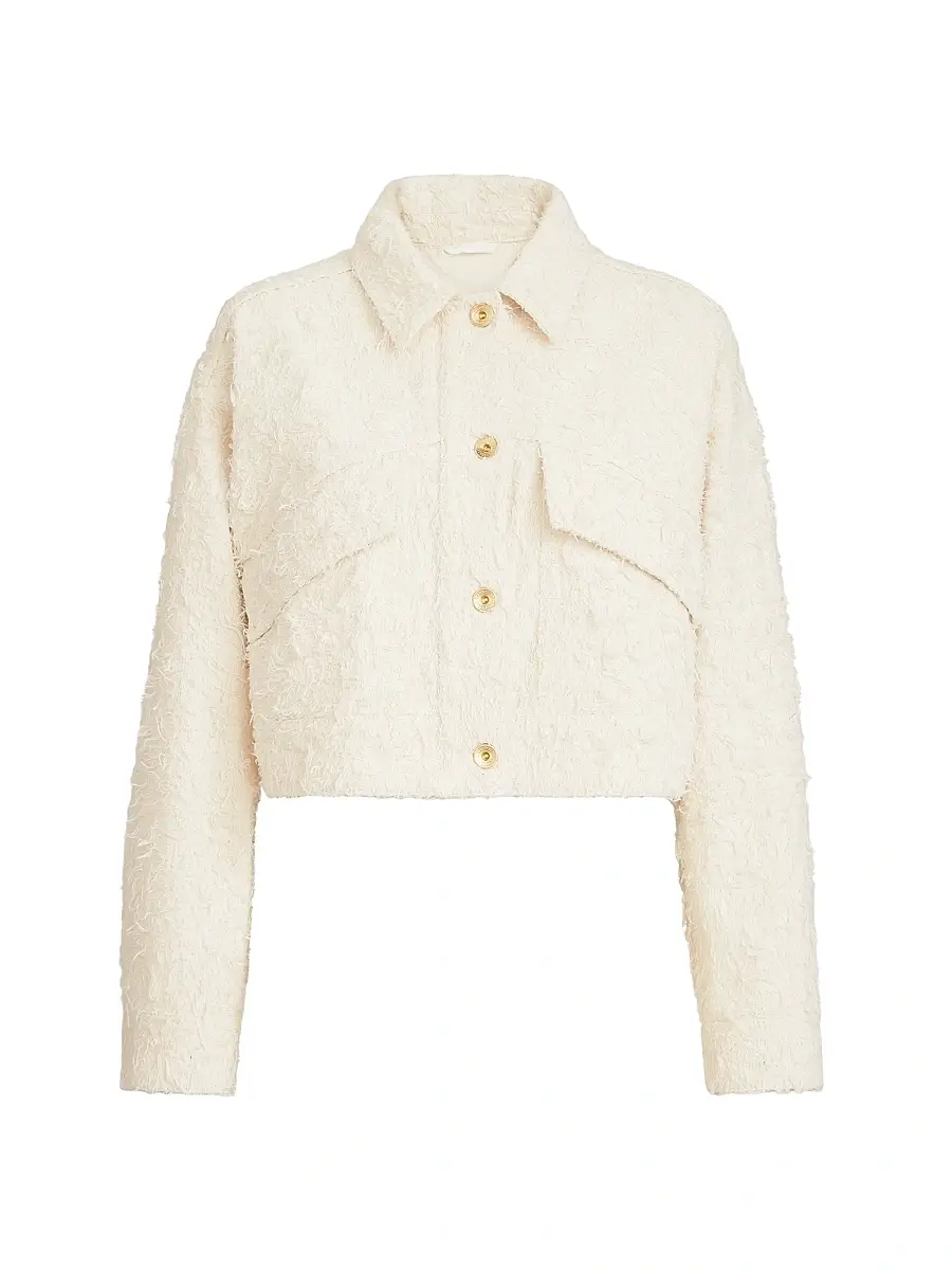 Brunello Cucinelli Women's Fuzzy Dyed Denim Outerwear Jacket with Monili - | Image 1 Brunello Cucinelli Women's Fuzzy Dyed Denim Outerwear Jacket with Monili - | Image 1