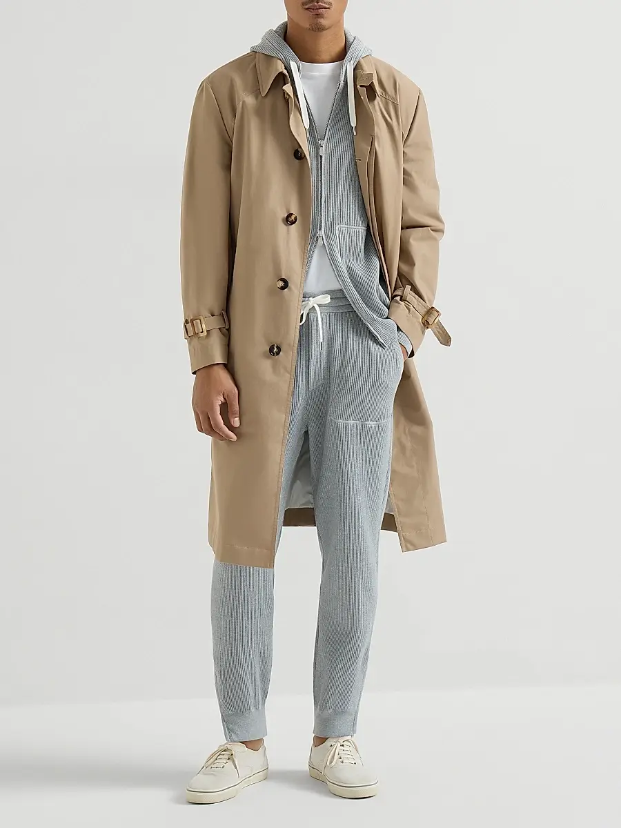 Brunello Cucinelli Men's Cotton English Rib Knit Trousers with Zipper Cuffs | Thumbnail 6 Brunello Cucinelli Men's Cotton English Rib Knit Trousers with Zipper Cuffs | Thumbnail 6