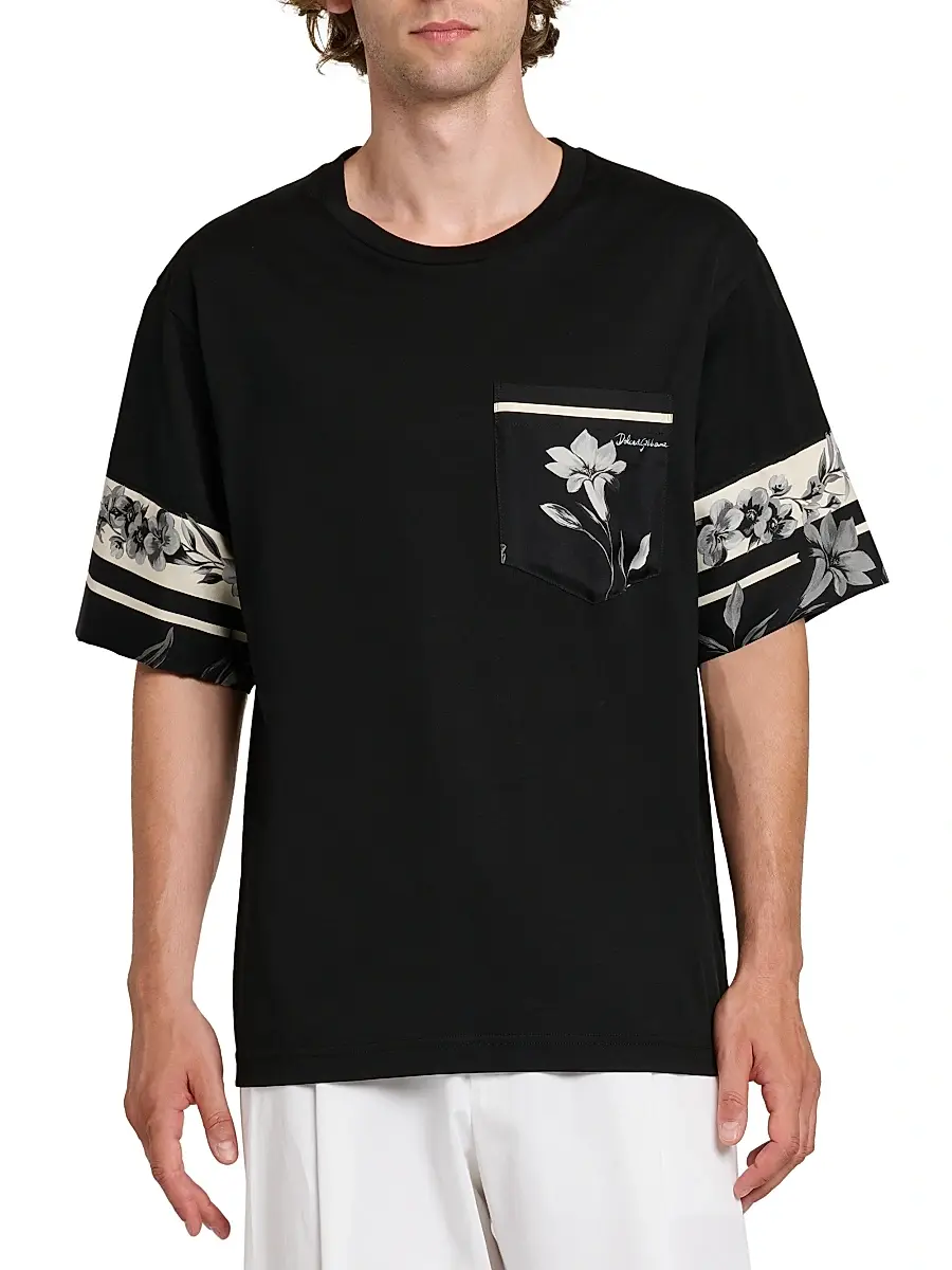 Dolce & Gabbana Men's Floral Cotton-Silk T-Shirt | Thumbnail 3 Dolce & Gabbana Men's Floral Cotton-Silk T-Shirt | Thumbnail 3