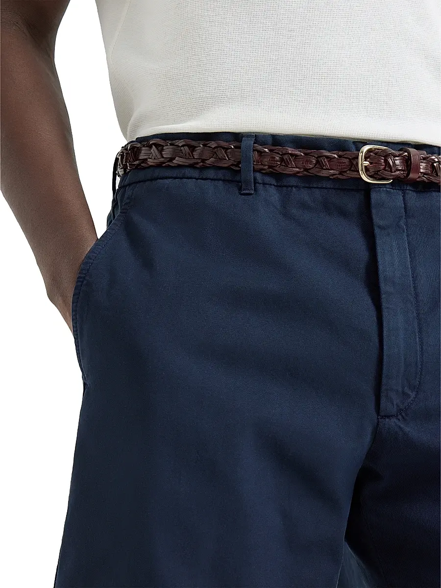 Brunello Cucinelli Men's Garment Dyed Bermuda Shorts in Twisted Cotton Gabardine - White | Thumbnail 11