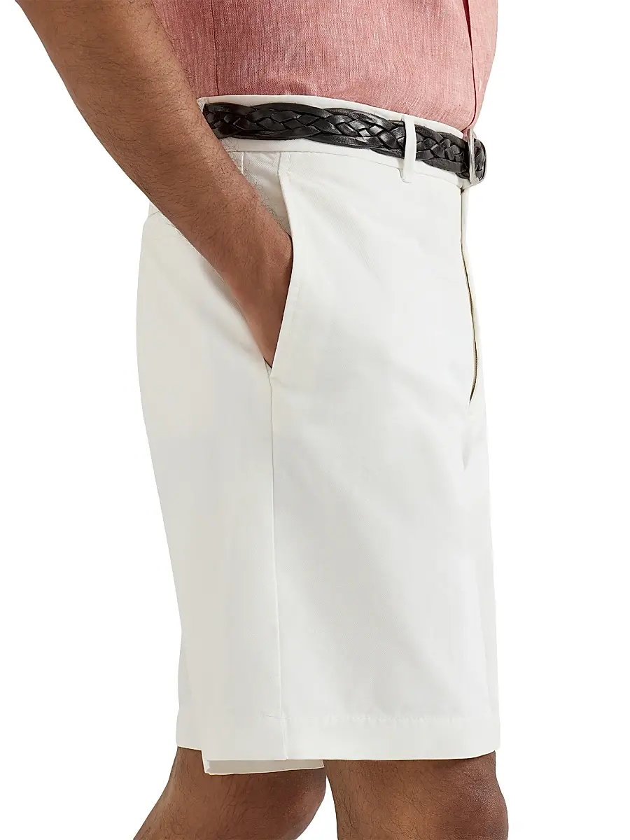 Brunello Cucinelli Men's Garment Dyed Bermuda Shorts in Twisted Cotton Gabardine - White | Thumbnail 4