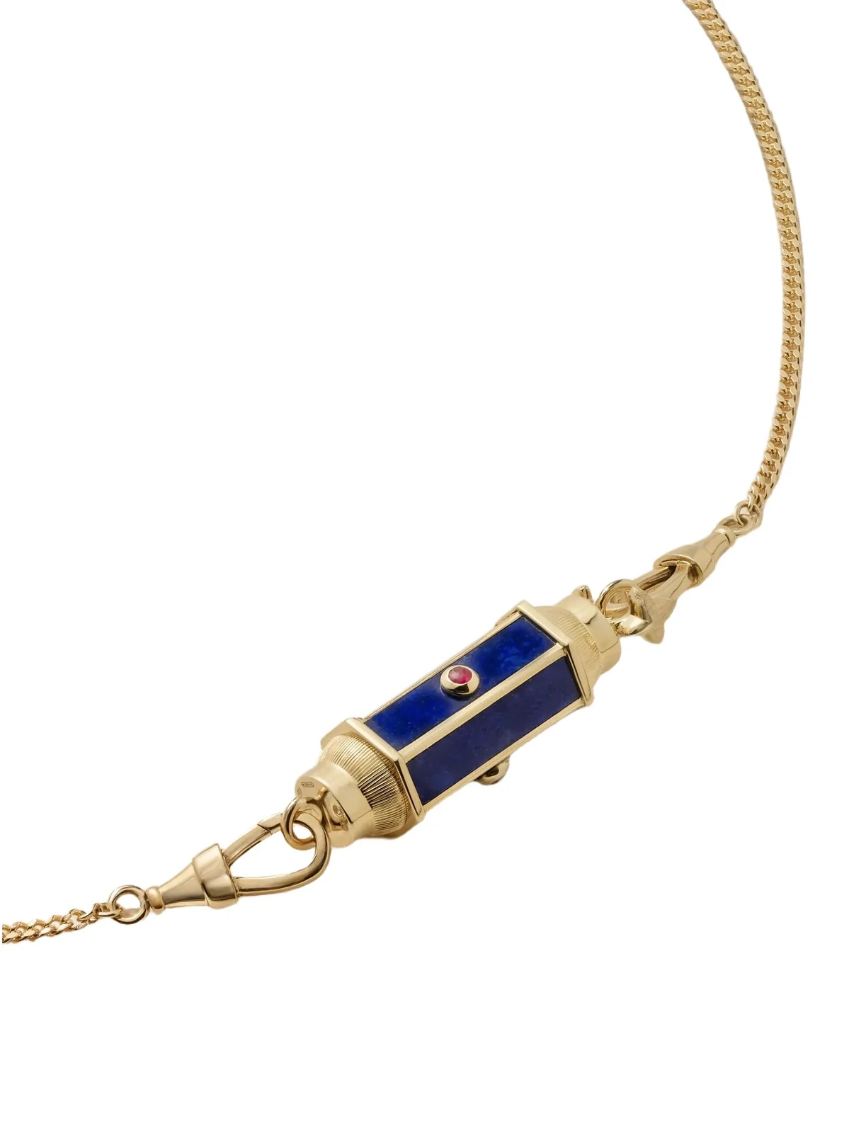 Baby Locket 18-karat Gold, Lapis Lazuli And Ruby Necklace - Blue