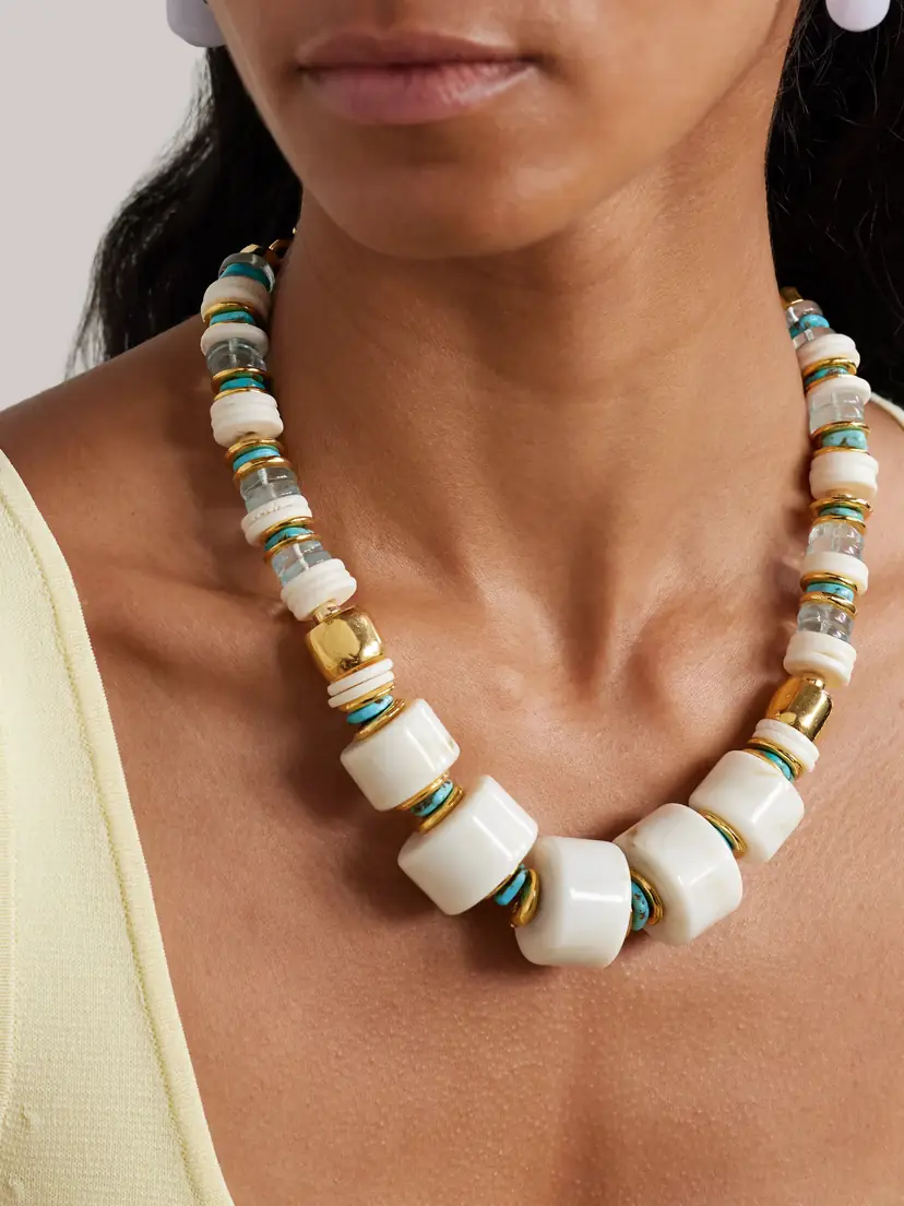 Lizzie Fortunato Granada Gold-plated, Bone And Turquoise Beaded Necklace | Thumbnail 2