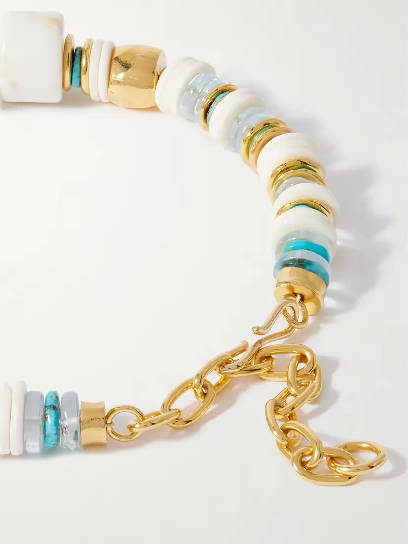 Lizzie Fortunato Granada Gold-plated, Bone And Turquoise Beaded Necklace | Thumbnail 3