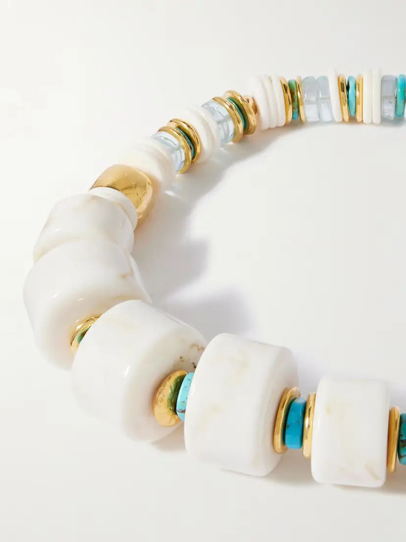Lizzie Fortunato Granada Gold-plated, Bone And Turquoise Beaded Necklace | Thumbnail 4