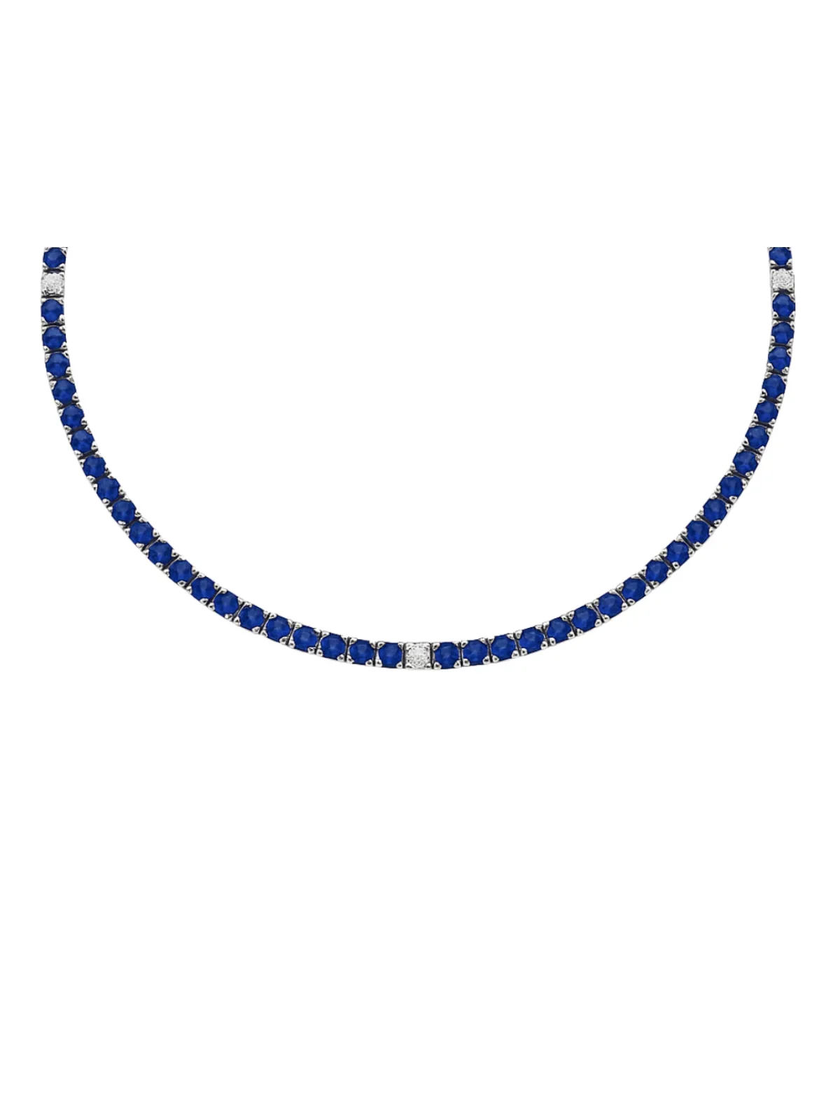 12.69ct Diamond Sapphire 14K Gold Tennis Necklace 12.69ct Diamond Sapphire 14K Gold Tennis Necklace