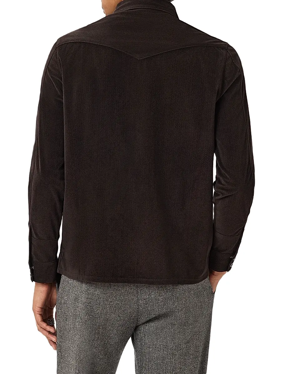 JOHN VARVATOS Men's Andres Western Herringbone Shirt | Thumbnail 3 JOHN VARVATOS Men's Andres Western Herringbone Shirt | Thumbnail 3