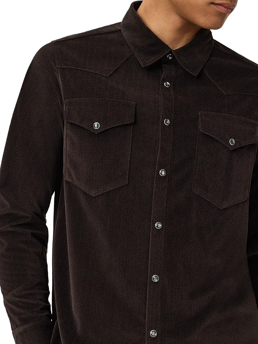 JOHN VARVATOS Men's Andres Western Herringbone Shirt | Thumbnail 4 JOHN VARVATOS Men's Andres Western Herringbone Shirt | Thumbnail 4