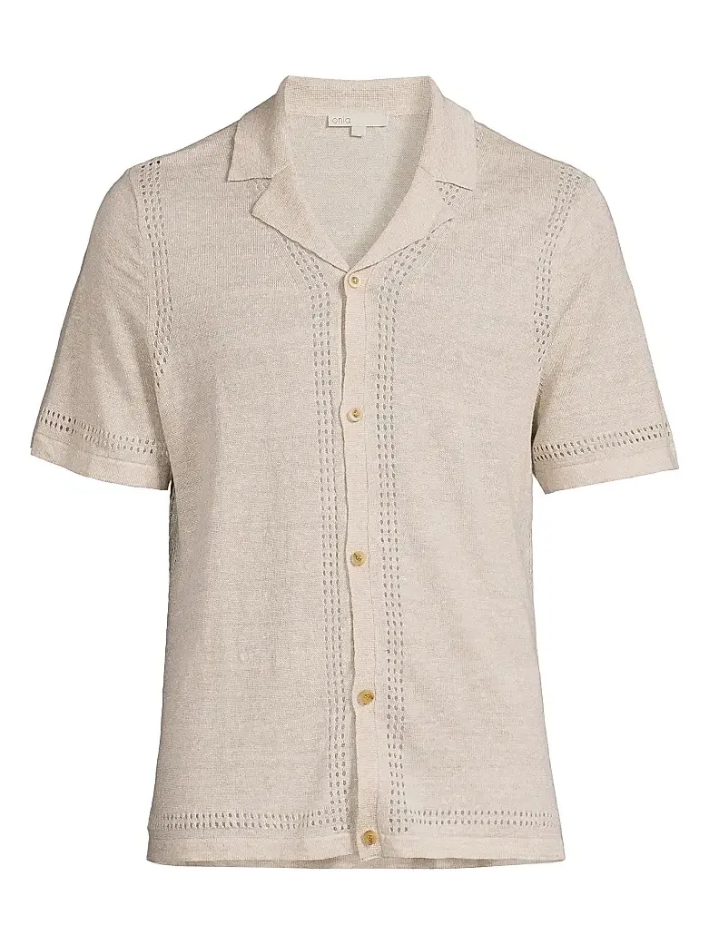 Men's Linen Knit Camp Shirt