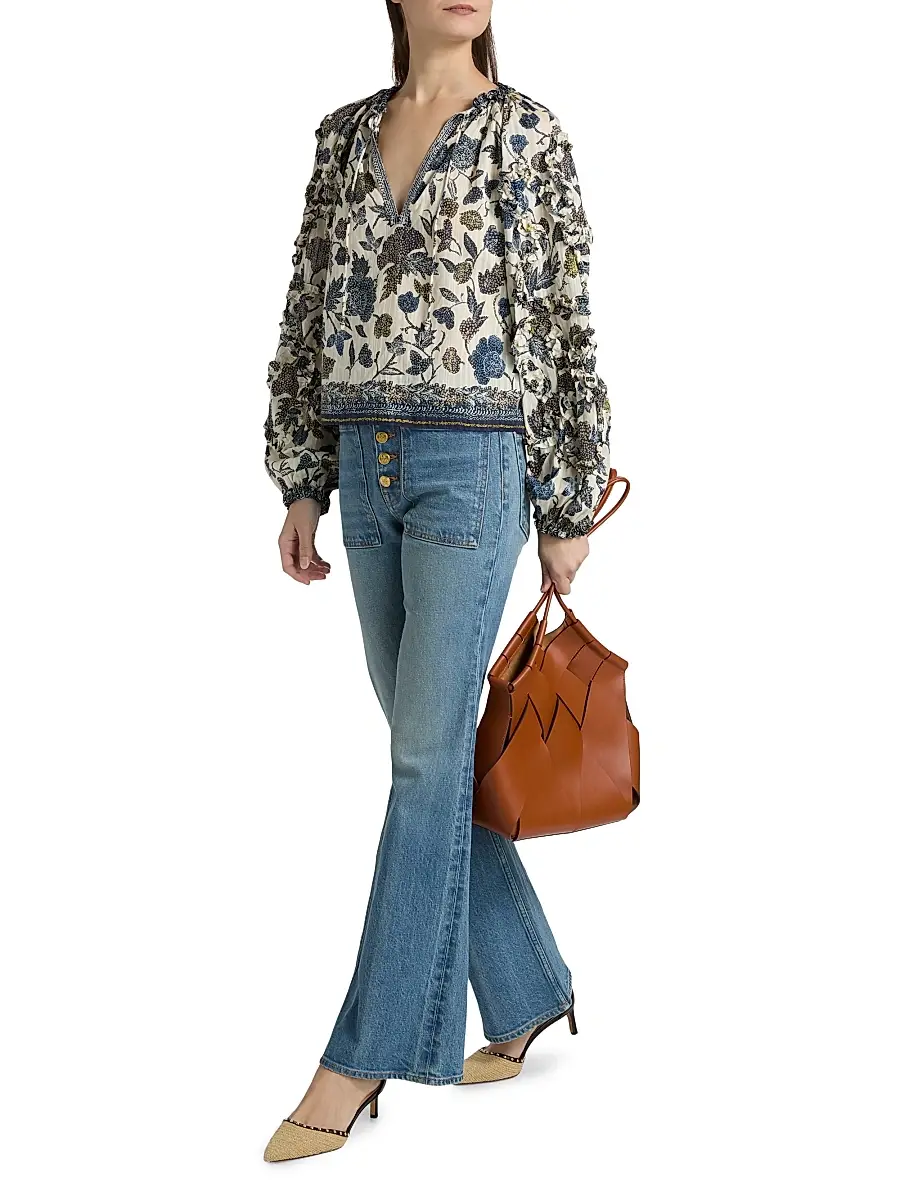 Ulla Johnson Women's Azrou Printed Ruffled Blouse | Thumbnail 2 Ulla Johnson Women's Azrou Printed Ruffled Blouse | Thumbnail 2