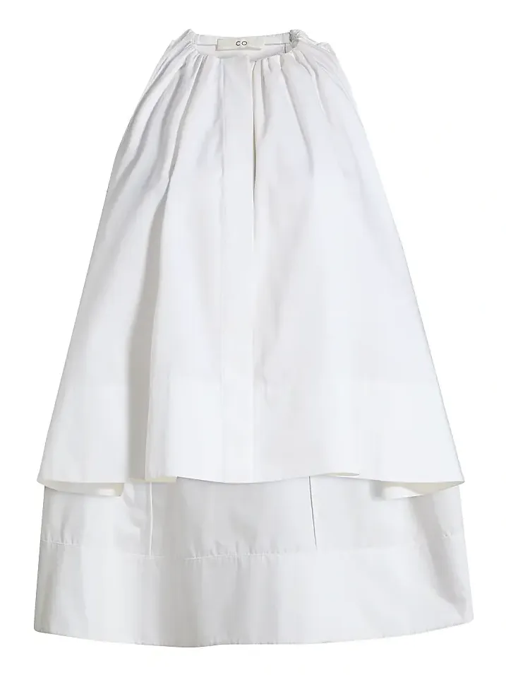 Women's Gathered High-Low Cotton Poplin Top Women's Gathered High-Low Cotton Poplin Top