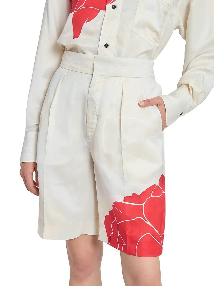 Victoria Beckham Women's Floral Wool-Blend Tailored Shorts - Shell Cardinal Red | Thumbnail 6 Victoria Beckham Women's Floral Wool-Blend Tailored Shorts - Shell Cardinal Red | Thumbnail 6