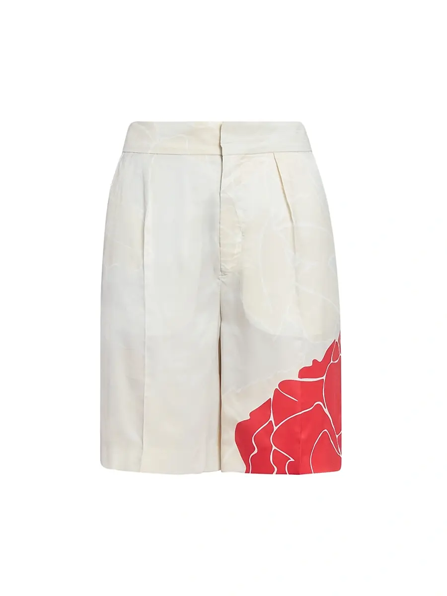 Women's Floral Wool-Blend Tailored Shorts - Shell Cardinal Red Women's Floral Wool-Blend Tailored Shorts - Shell Cardinal Red