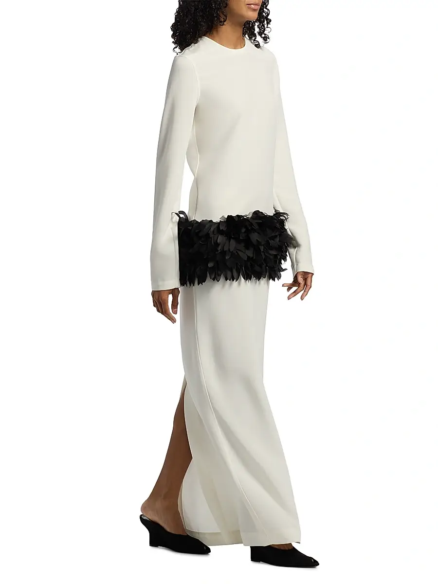 Toteme Women's Petal Long-Sleeve Maxi Dress - Off White | Thumbnail 2 Toteme Women's Petal Long-Sleeve Maxi Dress - Off White | Thumbnail 2