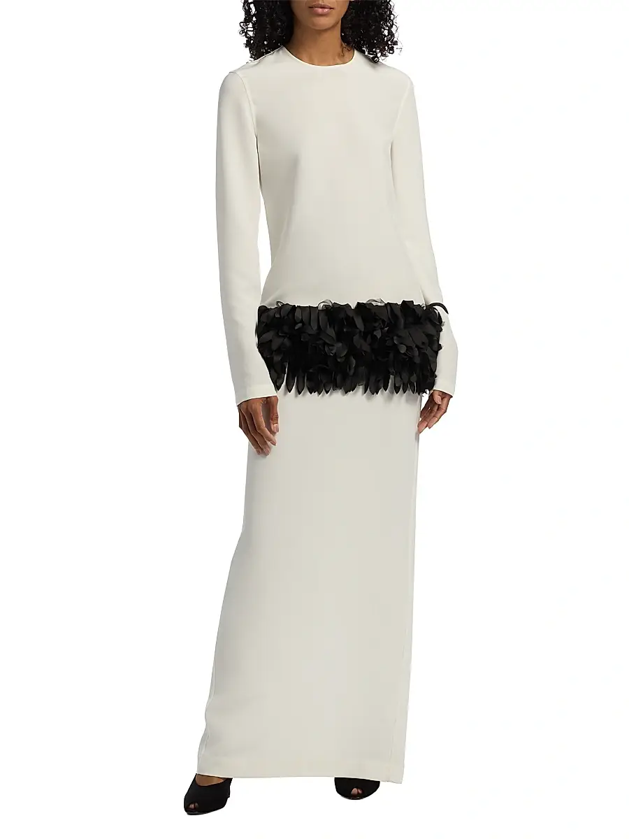 Toteme Women's Petal Long-Sleeve Maxi Dress - Off White | Thumbnail 3 Toteme Women's Petal Long-Sleeve Maxi Dress - Off White | Thumbnail 3