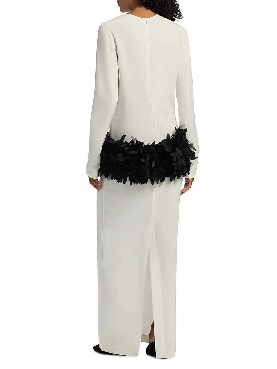 Toteme Women's Petal Long-Sleeve Maxi Dress - Off White | Thumbnail 5 Toteme Women's Petal Long-Sleeve Maxi Dress - Off White | Thumbnail 5