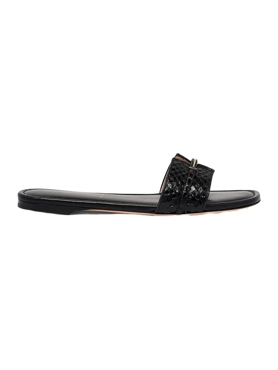 Women's Snake-Embossed Leather Flat Sandals Women's Snake-Embossed Leather Flat Sandals