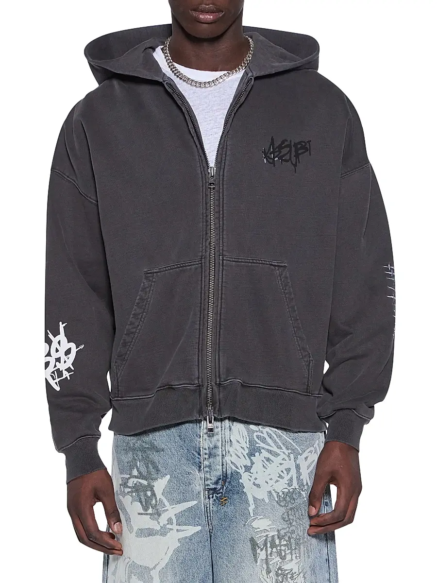 Ksubi Men's Graff Ekcess Zip Hoodie - Black | Image 1 Ksubi Men's Graff Ekcess Zip Hoodie - Black | Image 1