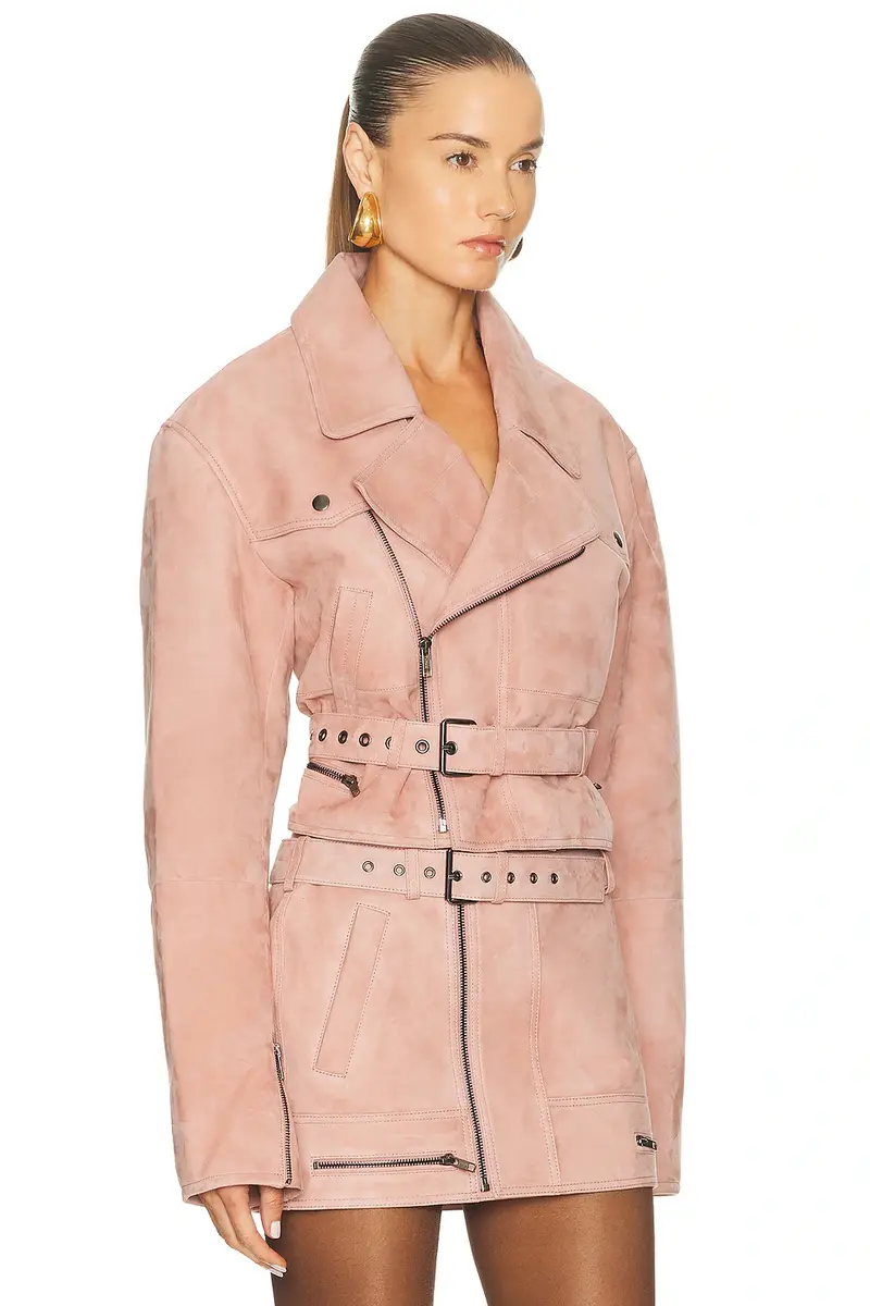Alex Perry Cropped Suede Biker Jacket | Thumbnail 2 Alex Perry Cropped Suede Biker Jacket | Thumbnail 2