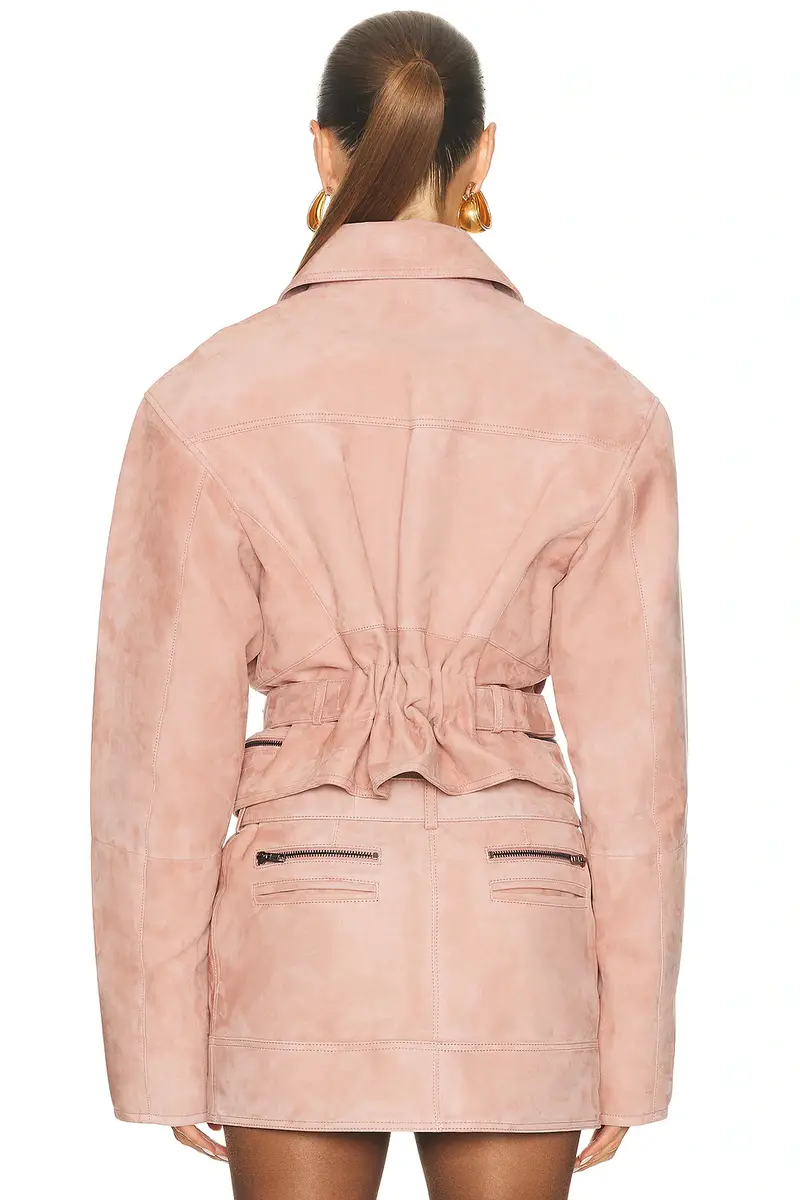 Alex Perry Cropped Suede Biker Jacket | Thumbnail 3 Alex Perry Cropped Suede Biker Jacket | Thumbnail 3