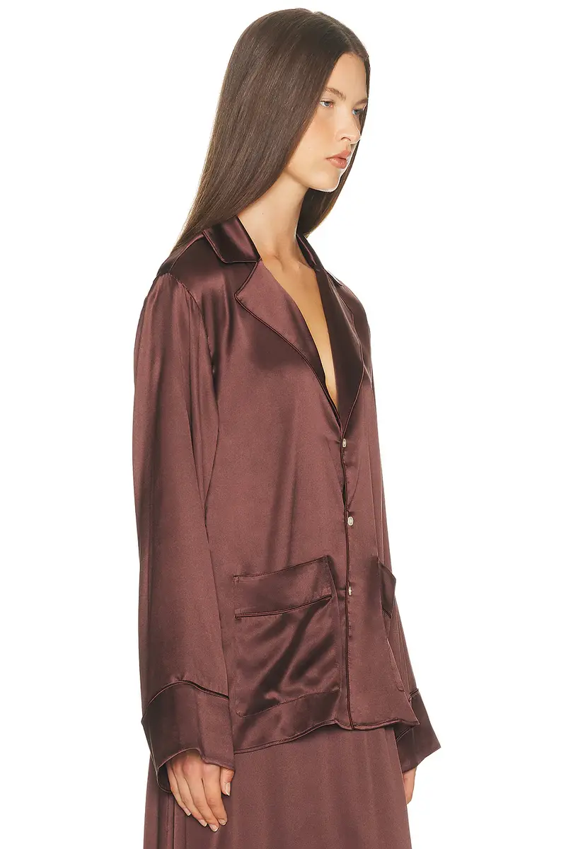 Helsa The Silk Charmeuse Pajama Shirt | Thumbnail 4 Helsa The Silk Charmeuse Pajama Shirt | Thumbnail 4