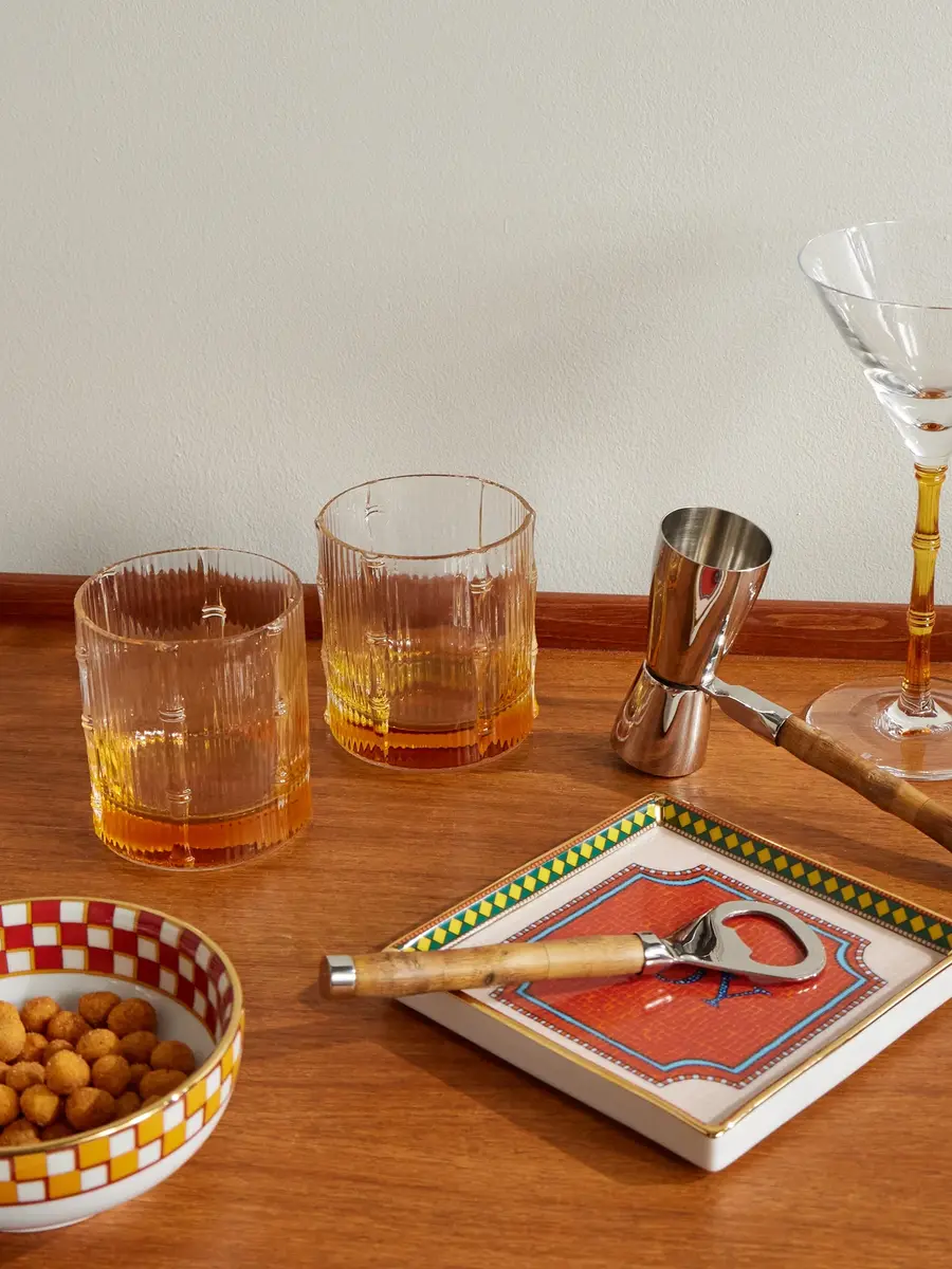 La DoubleJ Bamboo Set of Two Crystal Glass Tumblers - Men | Thumbnail 2 La DoubleJ Bamboo Set of Two Crystal Glass Tumblers - Men | Thumbnail 2