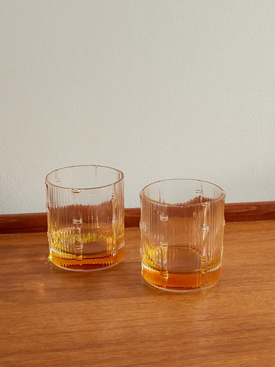La DoubleJ Bamboo Set of Two Crystal Glass Tumblers - Men | Image 1 La DoubleJ Bamboo Set of Two Crystal Glass Tumblers - Men | Image 1