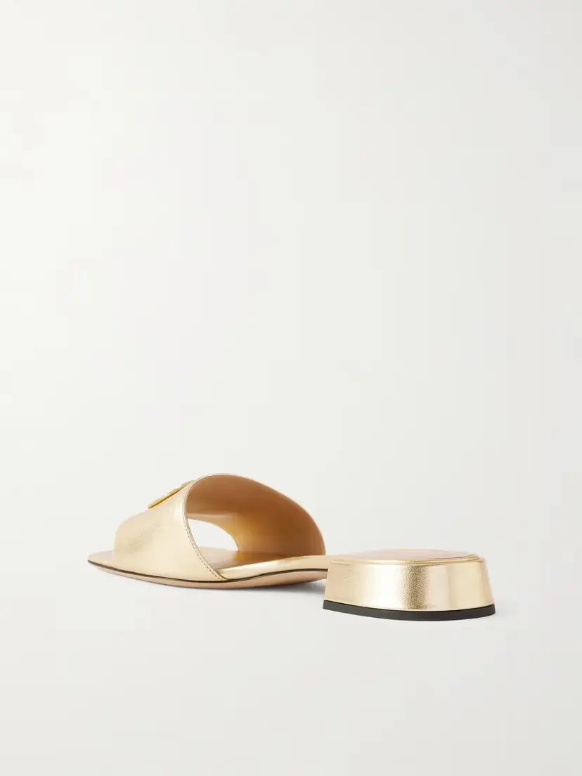 Valentino Garavani Vlogo Metallic Leather Mules | Thumbnail 2 Valentino Garavani Vlogo Metallic Leather Mules | Thumbnail 2