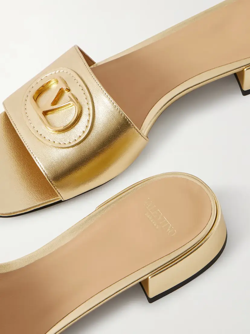 Valentino Garavani Vlogo Metallic Leather Mules | Thumbnail 4 Valentino Garavani Vlogo Metallic Leather Mules | Thumbnail 4