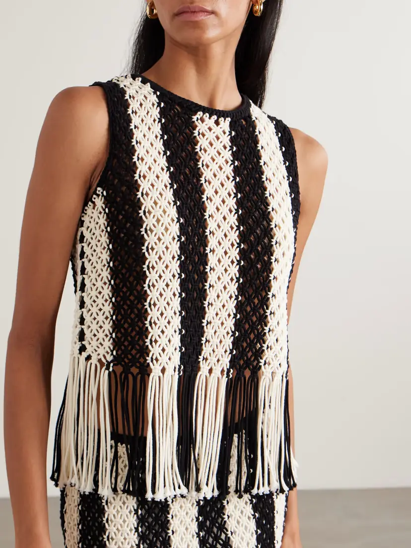 Zimmermann Wanderlust Fringed Striped Macramé Cotton Top | Thumbnail 3 Zimmermann Wanderlust Fringed Striped Macramé Cotton Top | Thumbnail 3