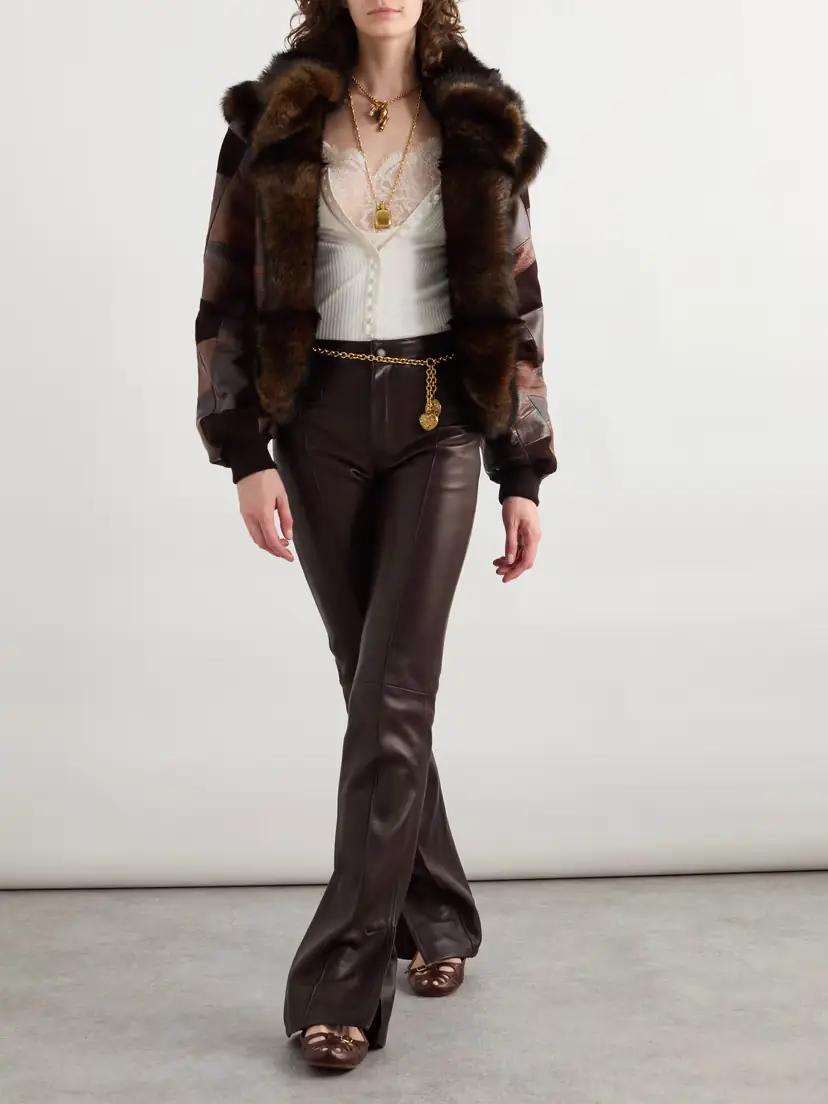 Chloé Patchwork Leather And Shearling Jacket | Thumbnail 2