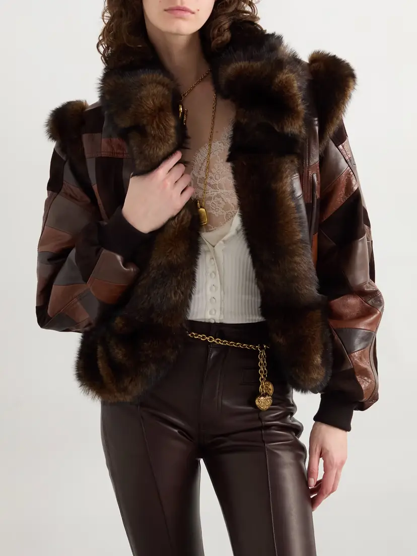Chloé Patchwork Leather And Shearling Jacket | Thumbnail 3