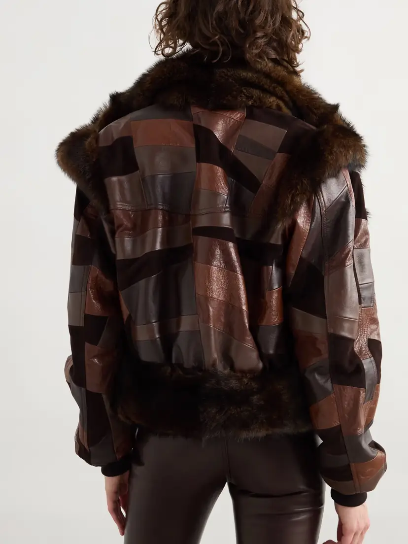 Chloé Patchwork Leather And Shearling Jacket | Thumbnail 4
