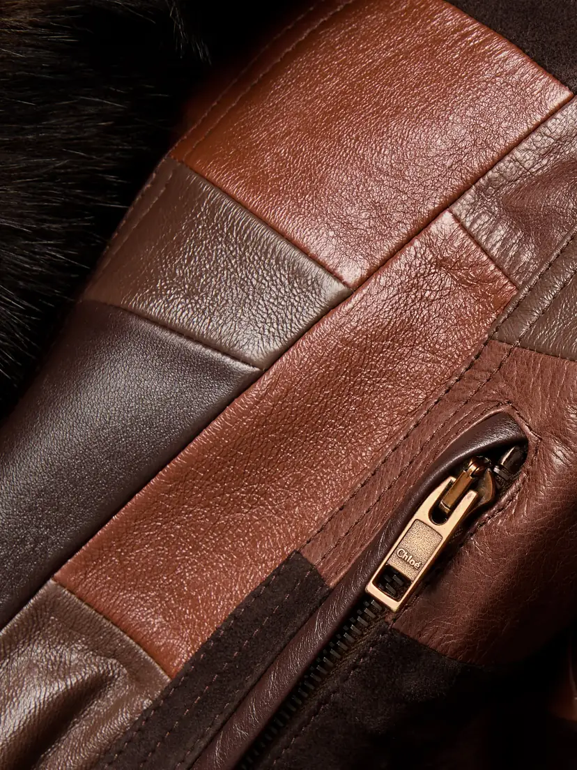 Chloé Patchwork Leather And Shearling Jacket | Thumbnail 6