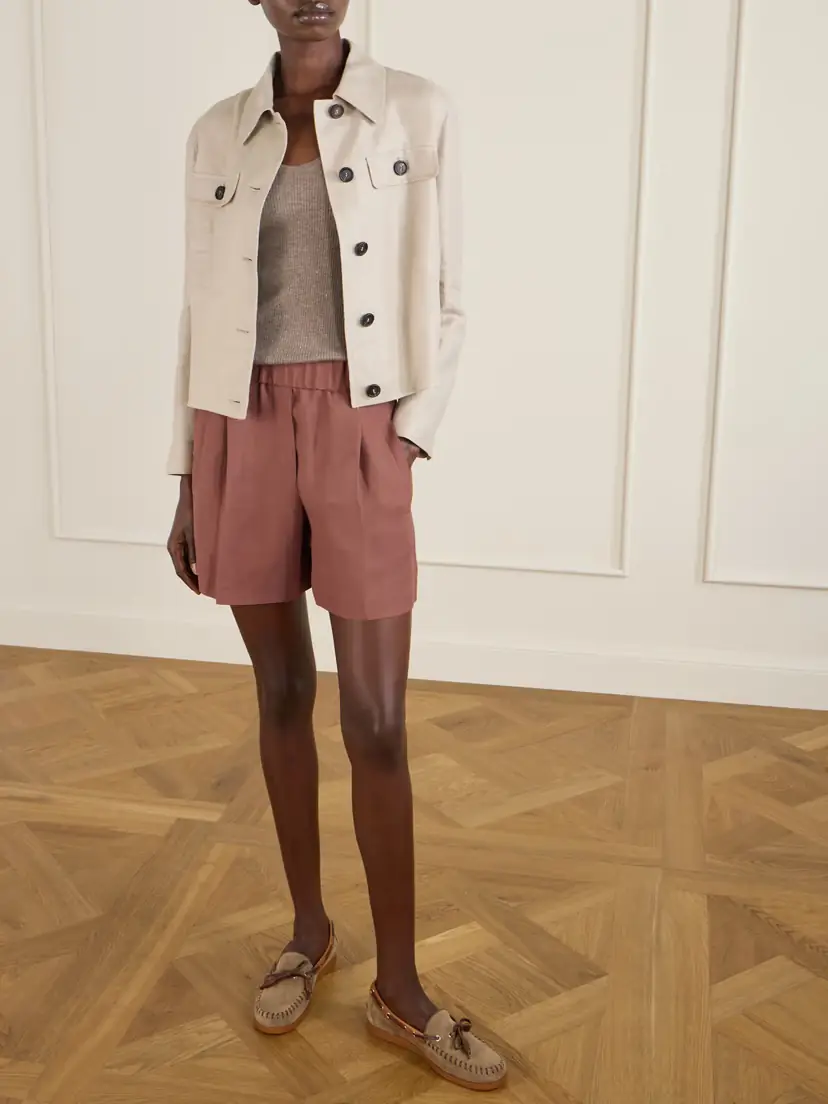 Brunello Cucinelli Pleated Twill Straight-leg Shorts | Thumbnail 2 Brunello Cucinelli Pleated Twill Straight-leg Shorts | Thumbnail 2